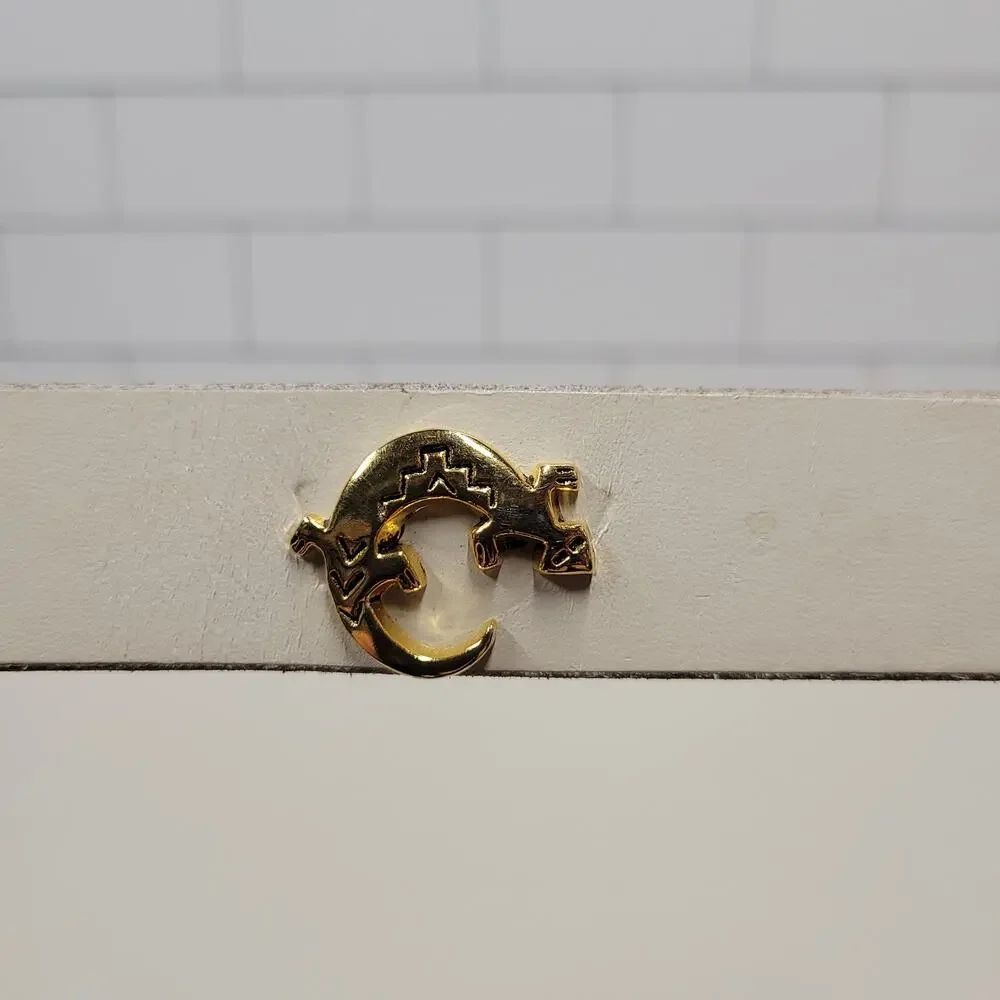 Vintage White Genuine Leather Southwestern Concho Belt M/L Gold Animal Studs